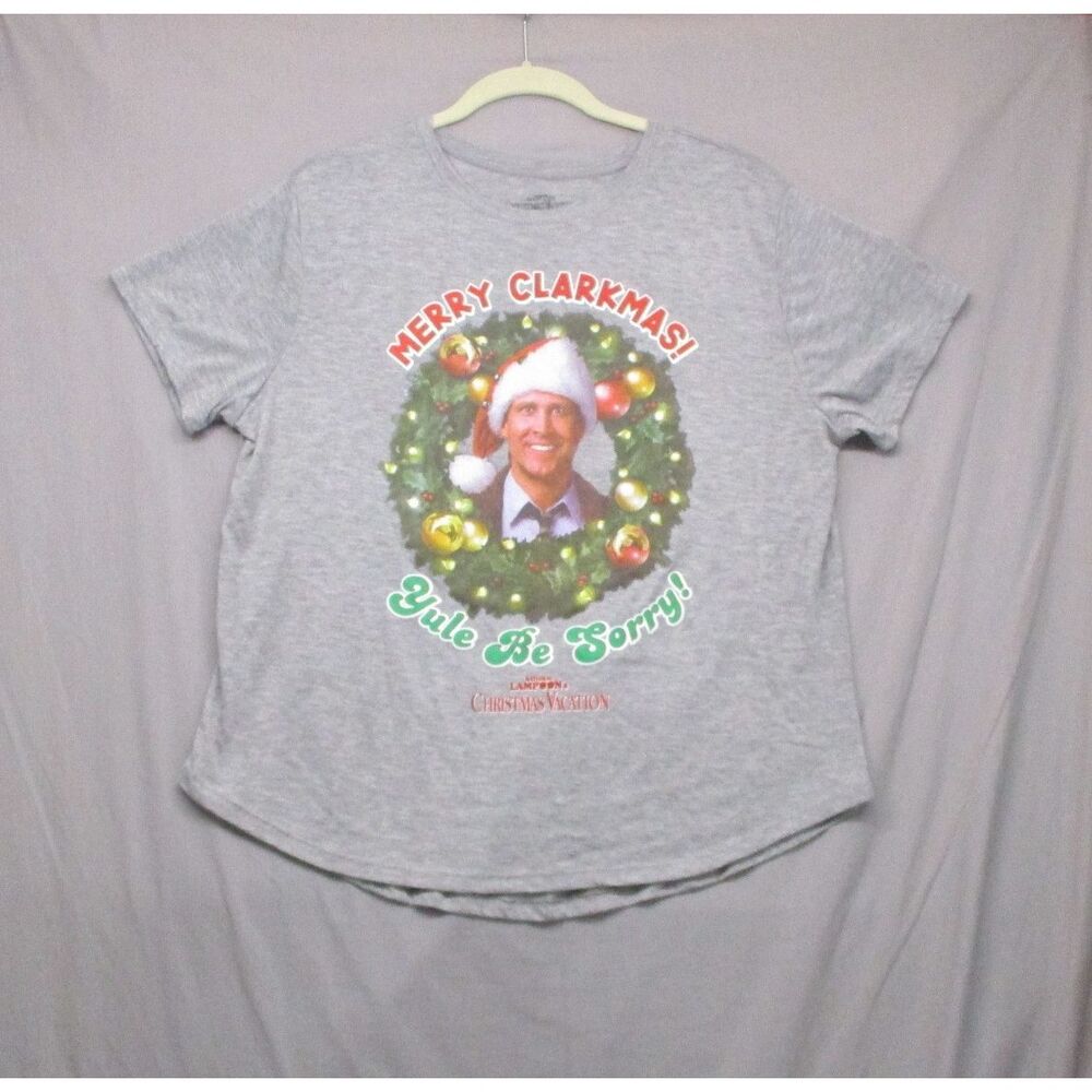 Gray Merry Clarkmas Graphic Nationals Lampoon's Christmas Tee Womens XXL